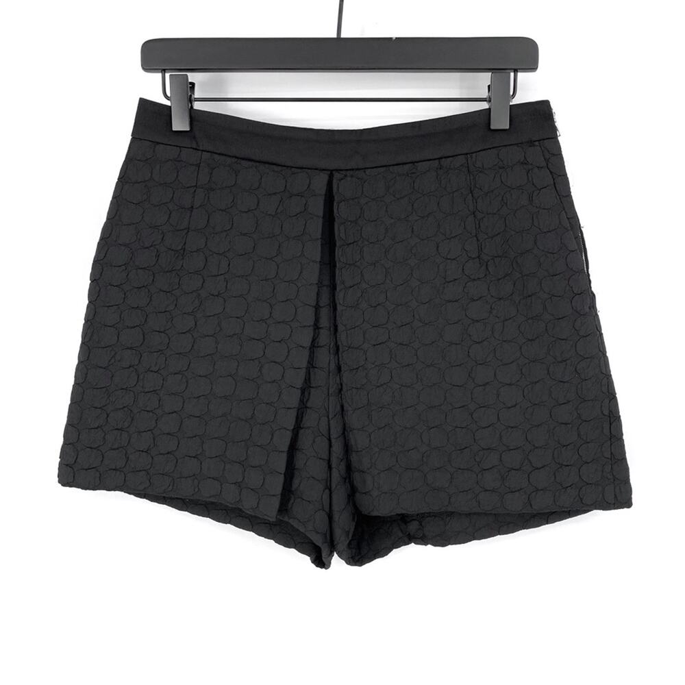 SANDRO Quilted Textured Pleated Shorts Black 38 (6/M)